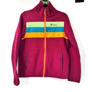 Cotopaxi Teca Fleece Full Zip Jacket Berry Pink Multi Color Stripe Womens Medium